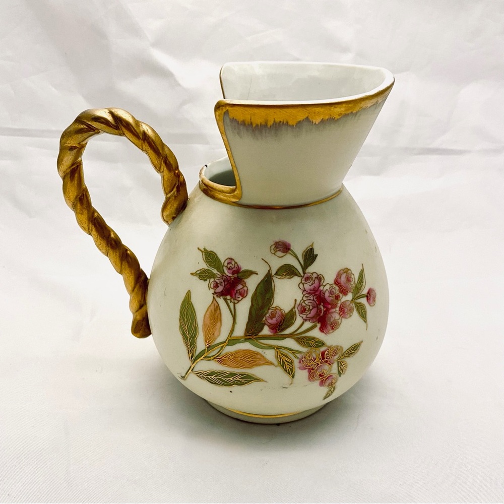 Carl Schumann Ewer Pitcher, Crossed Arrows Mark 6801R, Floral Design Vintage EUC